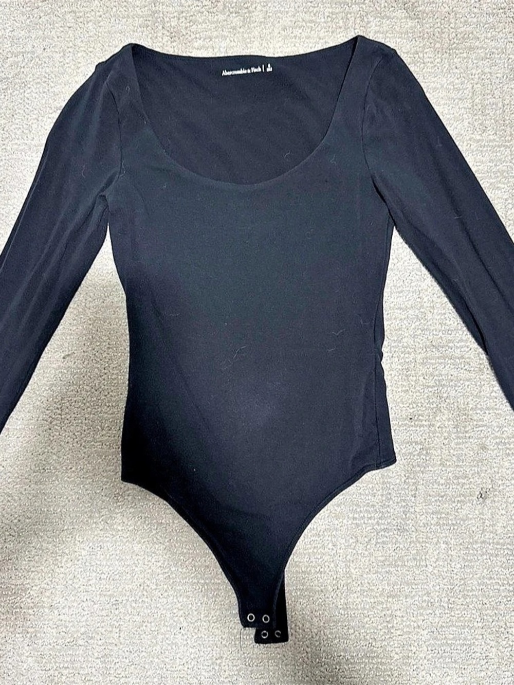 Abercrombie & Fitch Long-Sleeve Scoop Neck Bodysuit Black Small